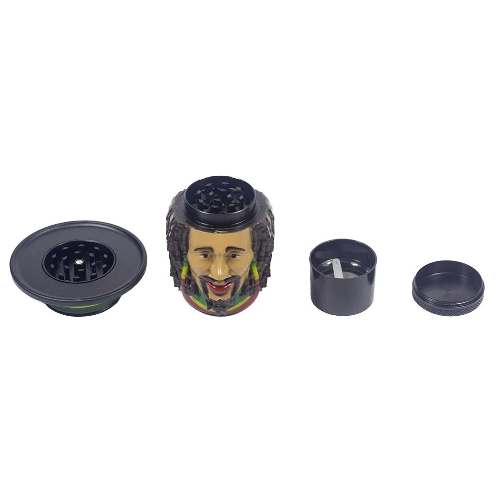 Rasta 4 Piece Tobacco Herb Grinder with Pollen Chamber