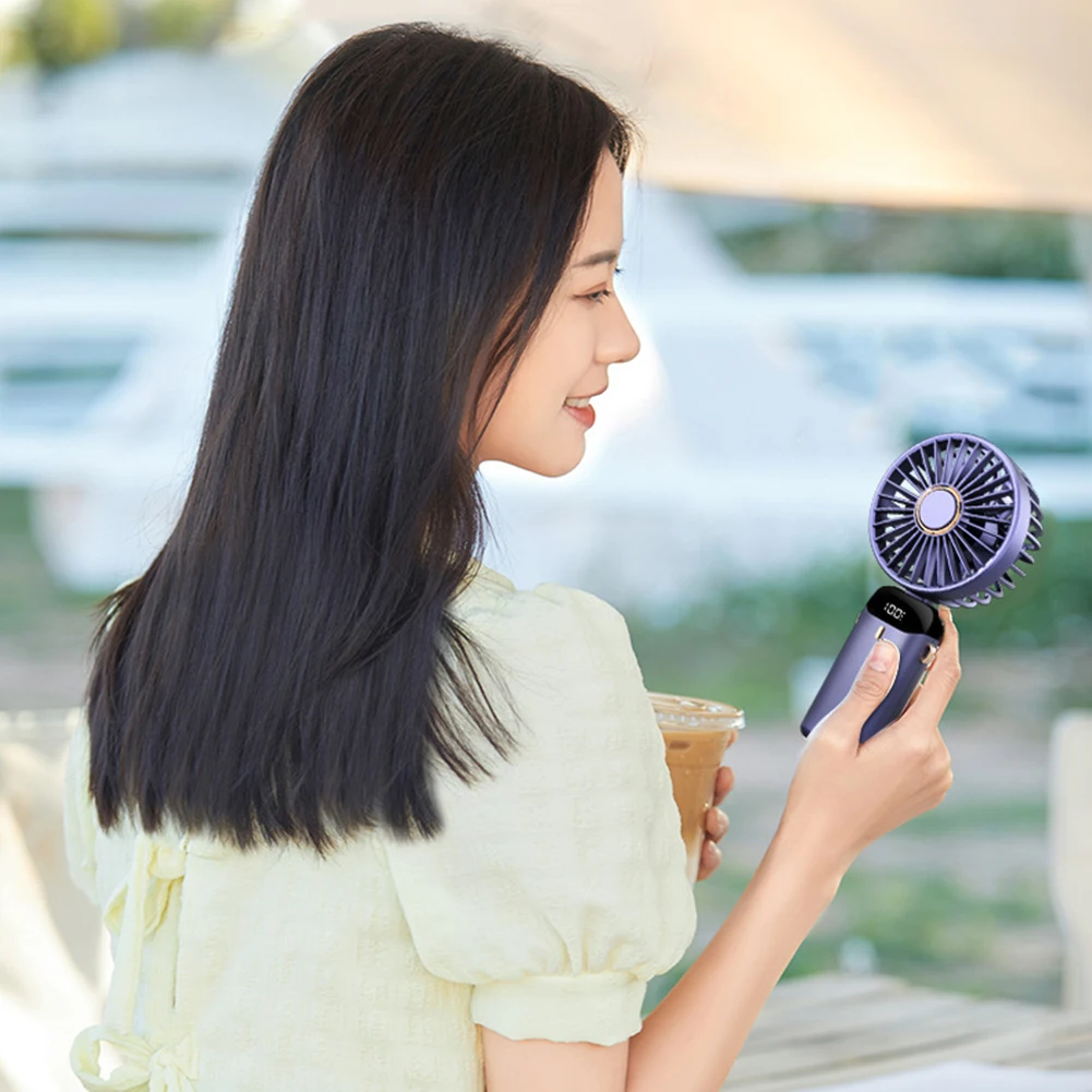 Portable USB Handheld Fan with Digital Display