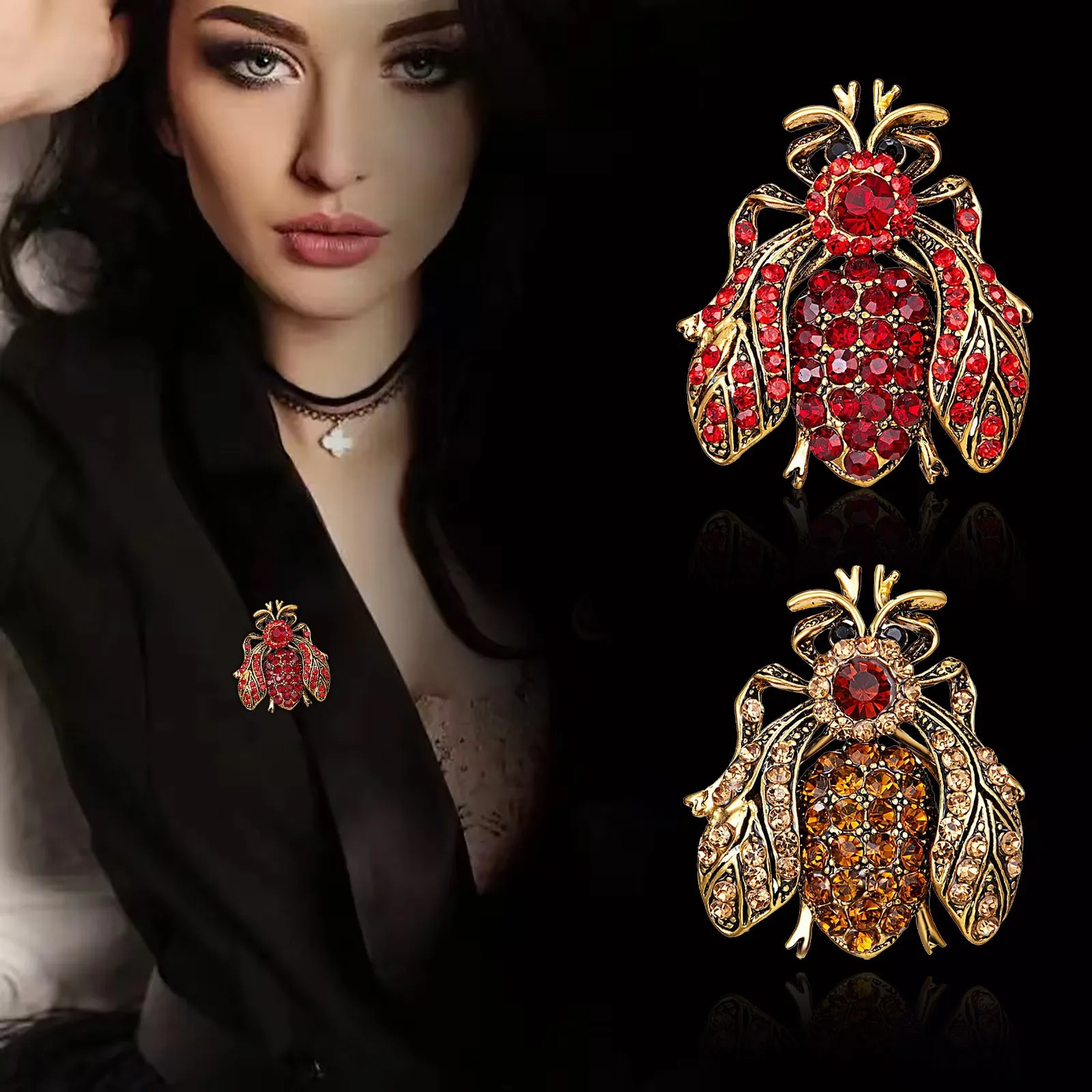 Elegant Personalized Bee Rhinestone Brooch for Women