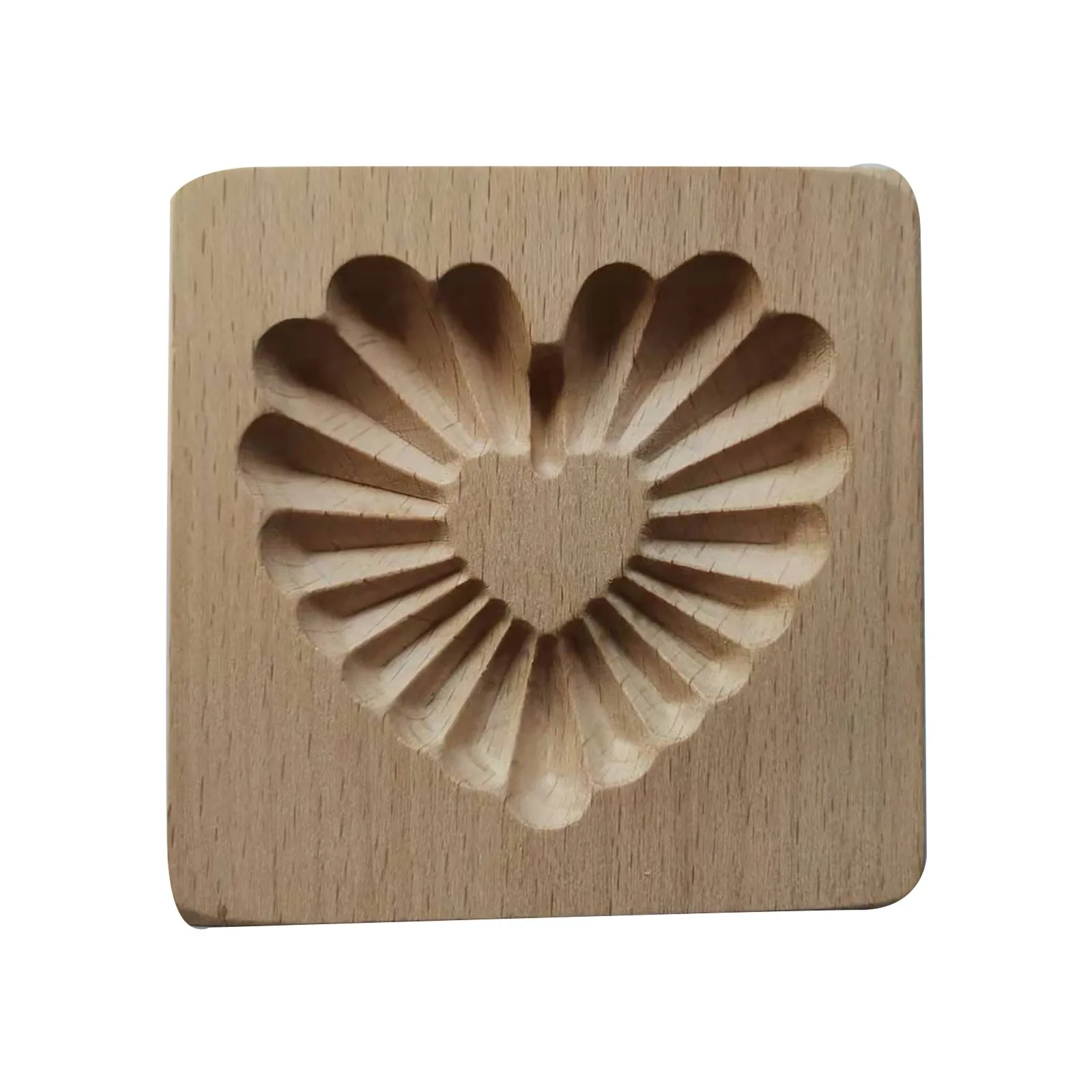 Wooden Love Flower Cookie Embossing Stamp Mold