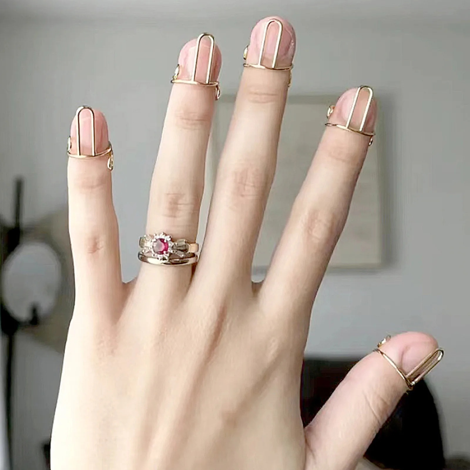 Adjustable Non Tarnish Wudu Nail Rings Set