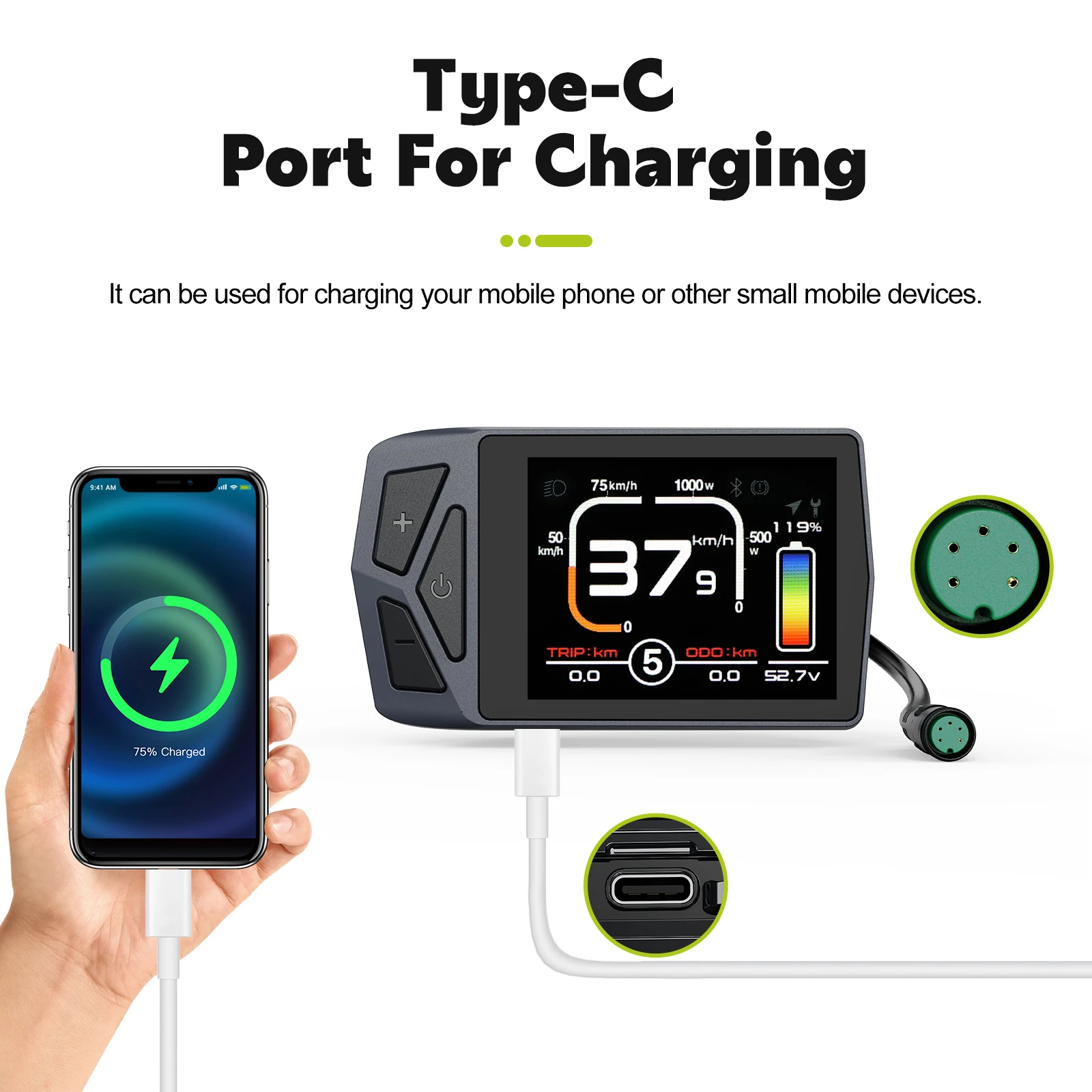 Electric Bike Display Bluetooth Navigation eBike Computer