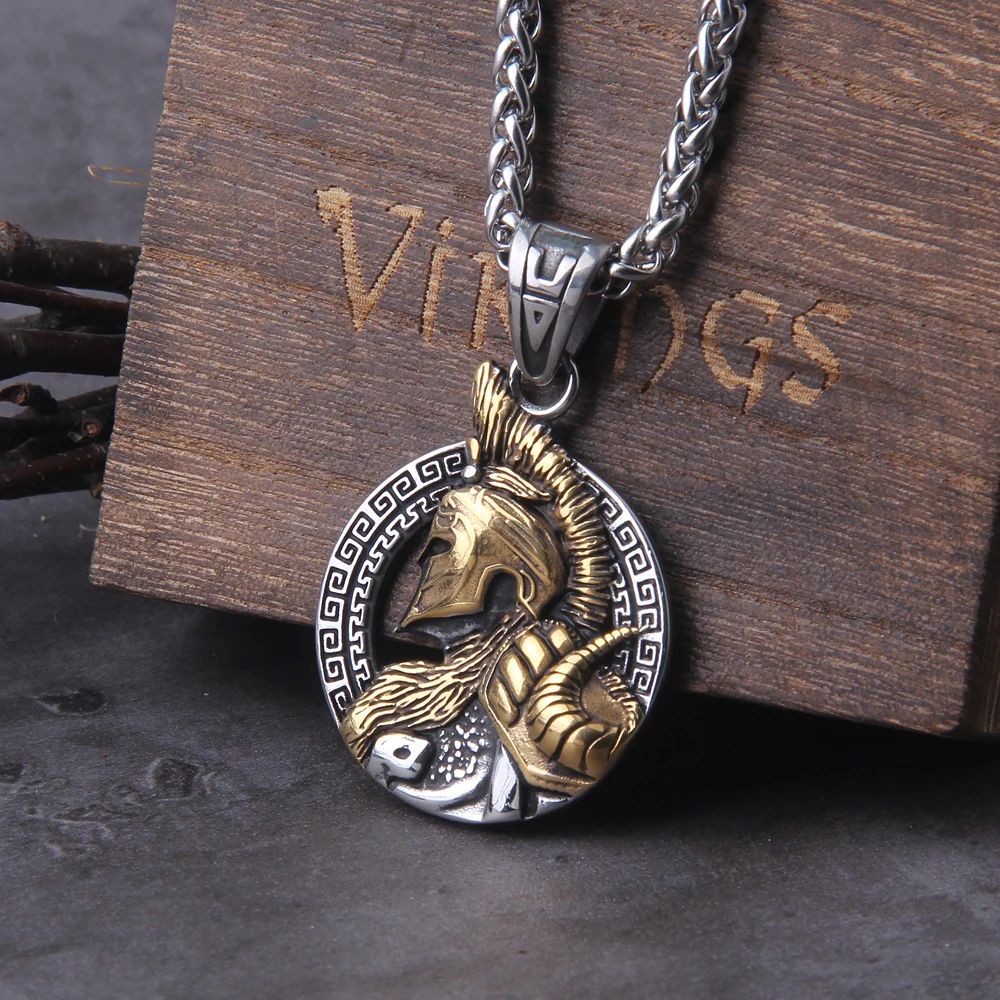 Never Fade Sparta Helmet Pendant Necklace Gift Set