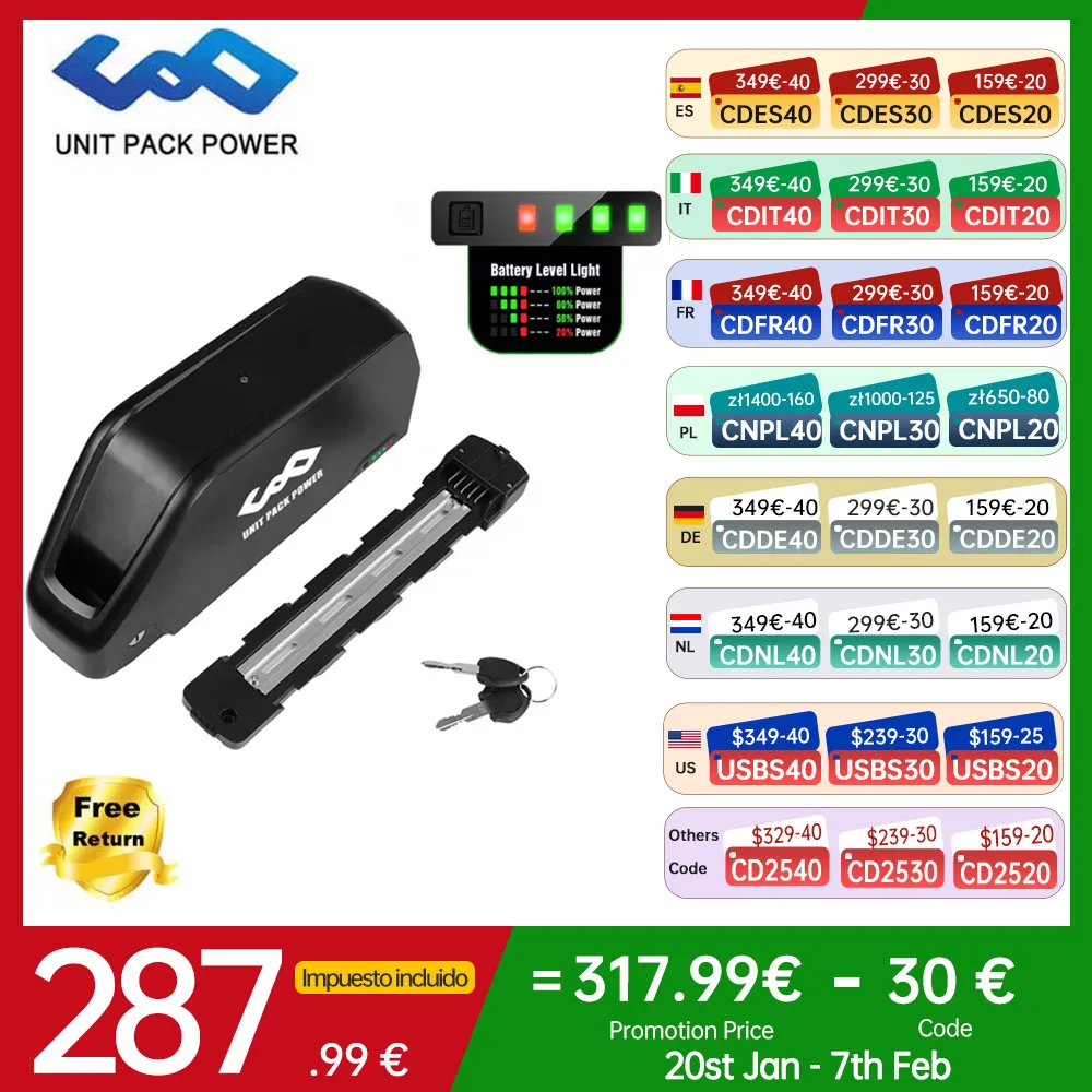 Powerful 21700 Lithium Ion EBike Battery 48V 52V