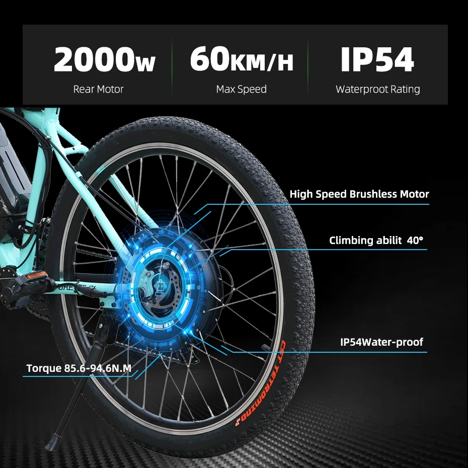 2000W Gearless Hub Motor Ebike Conversion Kit
