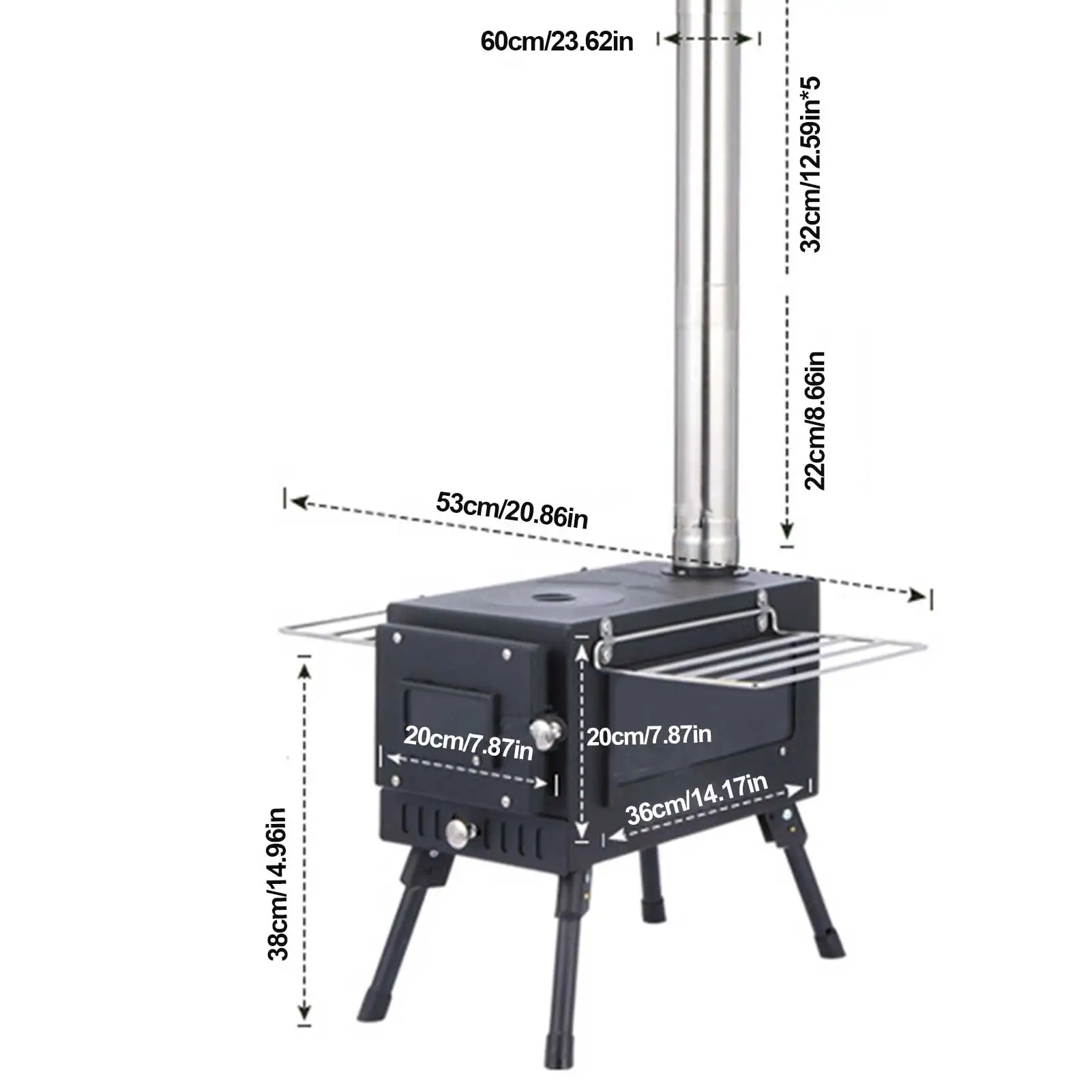Portable Folding Tent Stove for Camping and BBQ