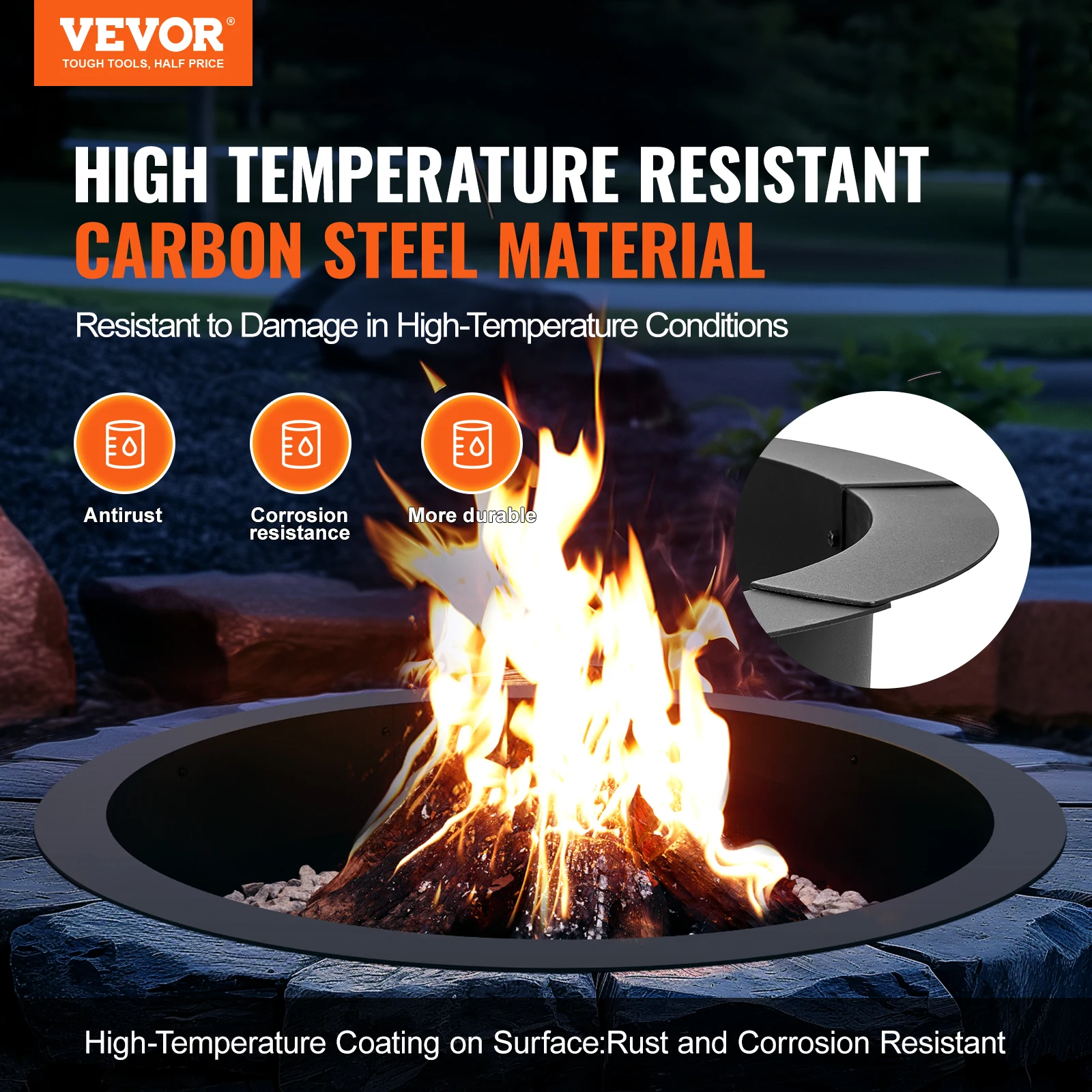VEVOR Heavy Duty Fire Pit Ring for Campfire