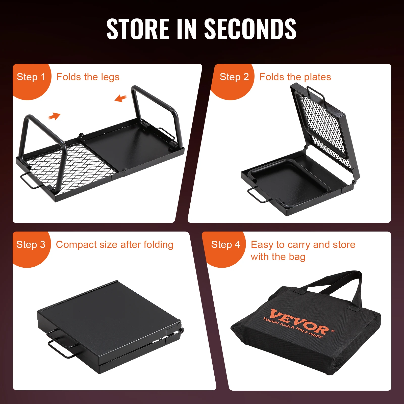 Portable Folding Campfire Grill for Outdoor Cooking