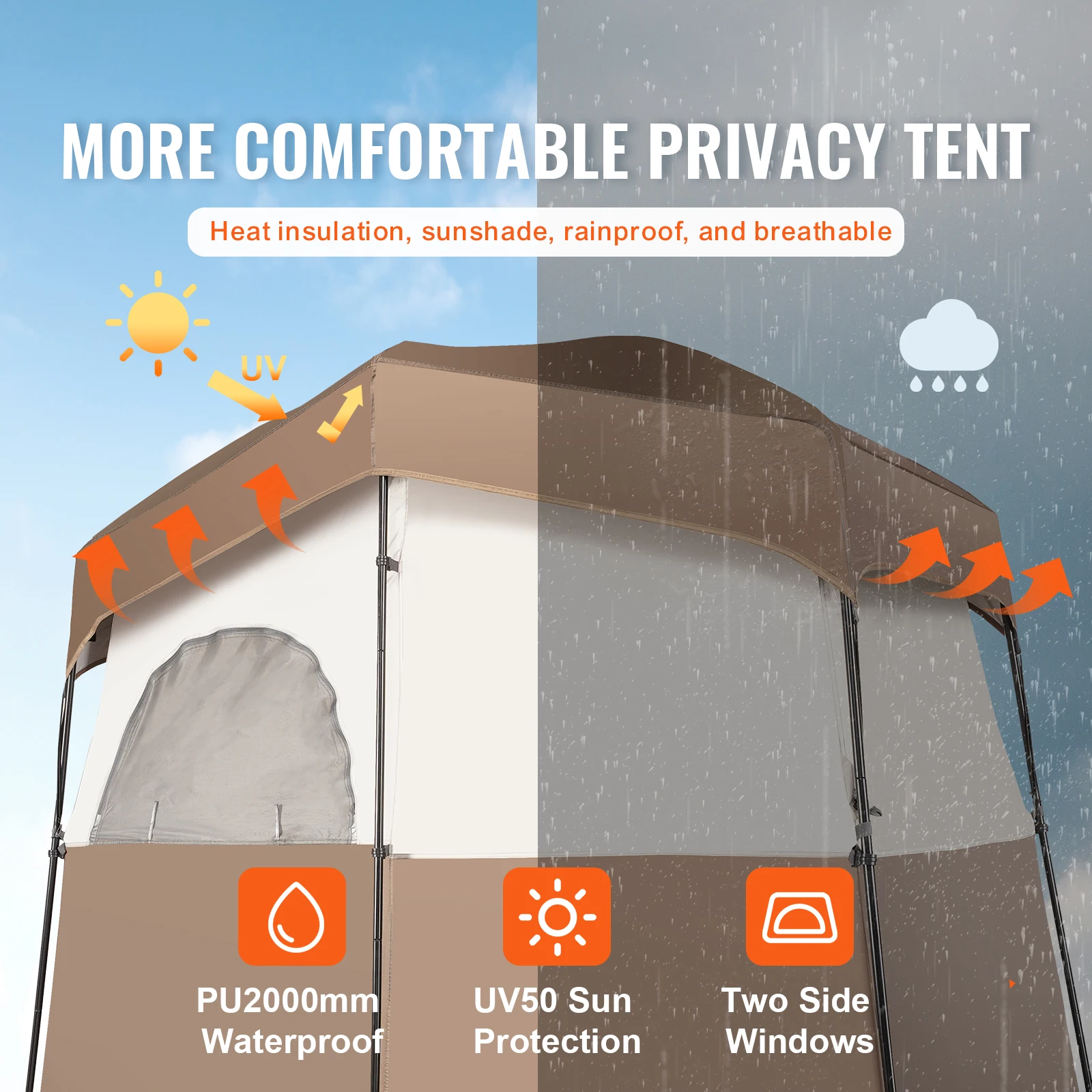 VEVOR Portable Outdoor Camping Tent 83x42x83in Bath Changing Fitting Room Tent Shower Tent Shelter Camping Beach Camping Tent