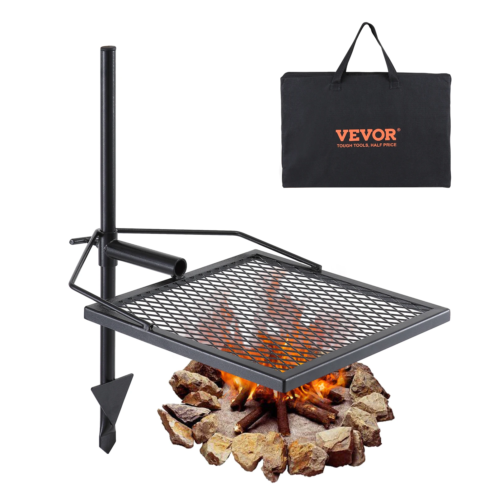 Portable Adjustable Campfire Grill with Swivel Design